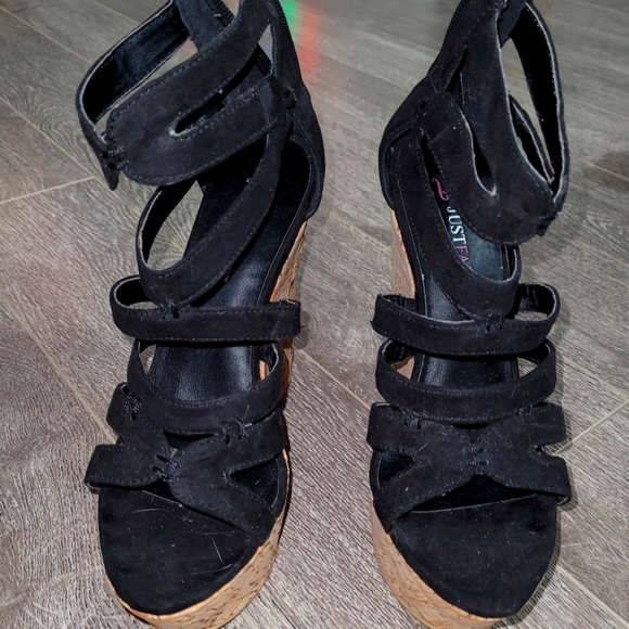 Just fab wedge heels/ sandals black open toed - Picture 5 of 5